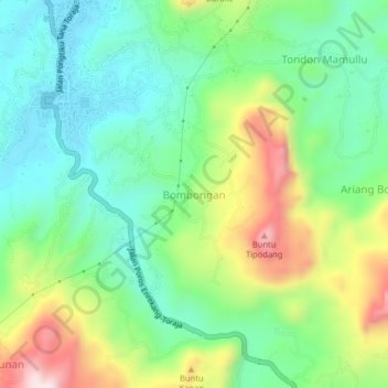 Bombongan topographic map, elevation, terrain