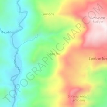 Purba Tua topographic map, elevation, terrain