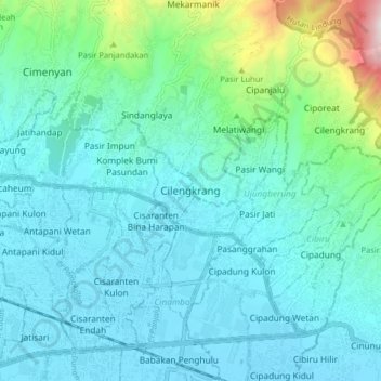 Cilengkrang topographic map, elevation, terrain