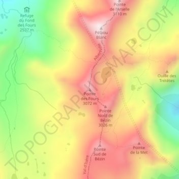 Pointe des Fours topographic map, elevation, terrain