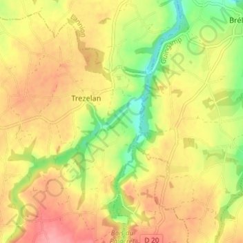 Kêr Riwalan topographic map, elevation, terrain