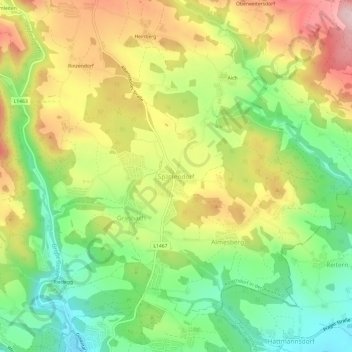 Spattendorf topographic map, elevation, terrain