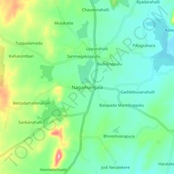 Nagamangala topographic map, elevation, terrain