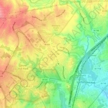 Laurel Hill topographic map, elevation, terrain