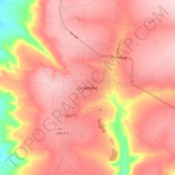 Goiatuba topographic map, elevation, terrain