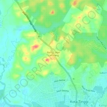 Batu 2 Jalan Lombong topographic map, elevation, terrain