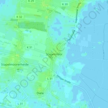 Stapelmoor topographic map, elevation, terrain
