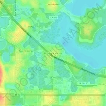 Montverde Junction topographic map, elevation, terrain