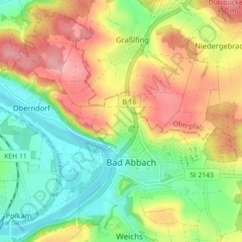 Hochstetten topographic map, elevation, terrain