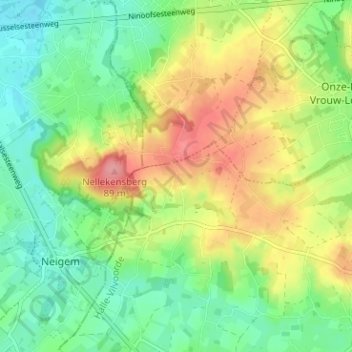 Woestijn topographic map, elevation, terrain