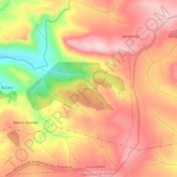 Macoã topographic map, elevation, terrain