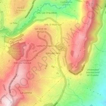 Edén del Valle topographic map, elevation, terrain