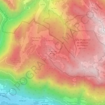 Les Mouilles Rosses topographic map, elevation, terrain