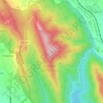 Santa Justa topographic map, elevation, terrain