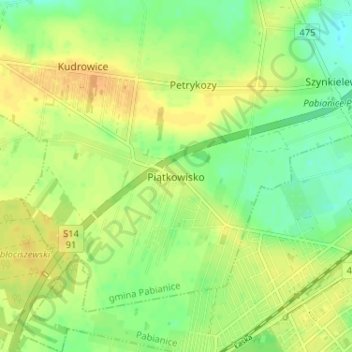 Piątkowisko topographic map, elevation, terrain