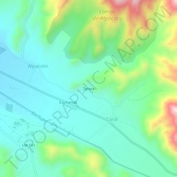 Tacora topographic map, elevation, terrain