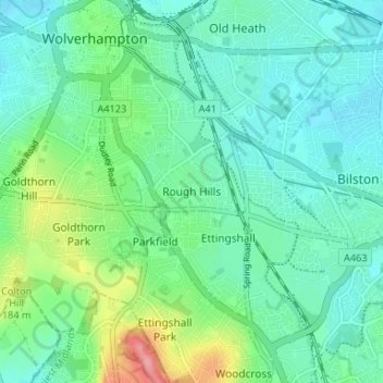 Rough Hills topographic map, elevation, terrain