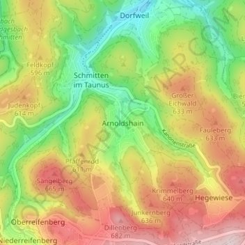 Arnoldshain topographic map, elevation, terrain