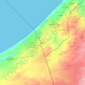 Rafah topographic map, elevation, terrain