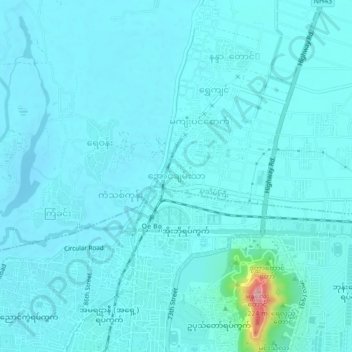 Aung Chan Thar topographic map, elevation, terrain