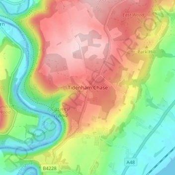 Tidenham Chase topographic map, elevation, terrain