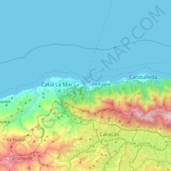 Maiquetía topographic map, elevation, terrain
