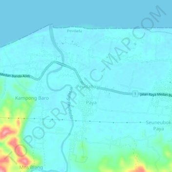 Peudaba topographic map, elevation, terrain