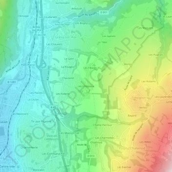 Les Choseaux topographic map, elevation, terrain