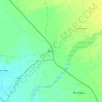 Rohat topographic map, elevation, terrain