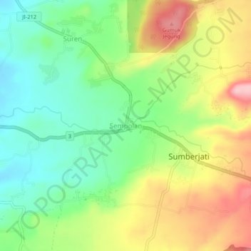 Sempolan topographic map, elevation, terrain