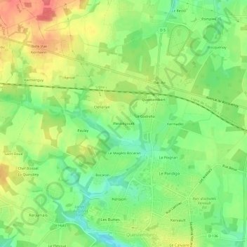 Plestrégouët topographic map, elevation, terrain