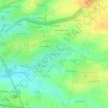 La Roche Barangère topographic map, elevation, terrain