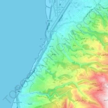 Khaldeh topographic map, elevation, terrain