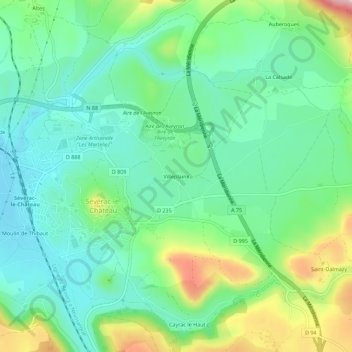Villeplaine topographic map, elevation, terrain