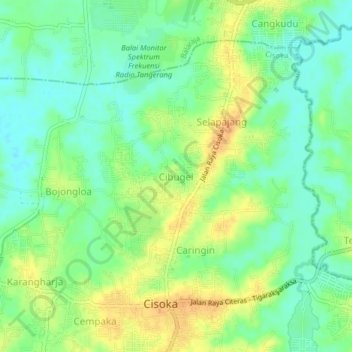 Cibugel topographic map, elevation, terrain