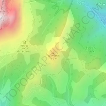 Praz Véchin topographic map, elevation, terrain