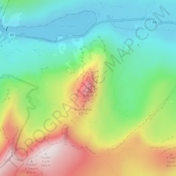 Adam and Eve topographic map, elevation, terrain