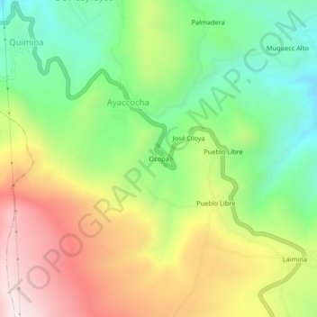 Ocopa topographic map, elevation, terrain