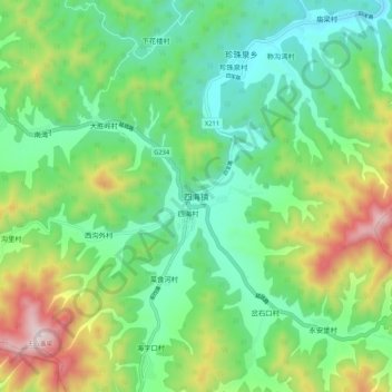 Sihai topographic map, elevation, terrain
