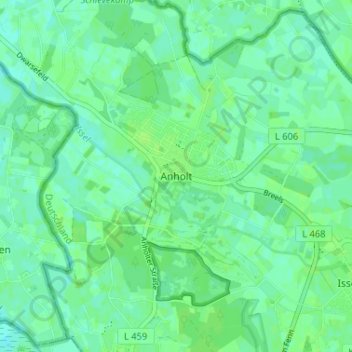Anholt topographic map, elevation, terrain