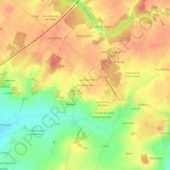 La Membrolle topographic map, elevation, terrain