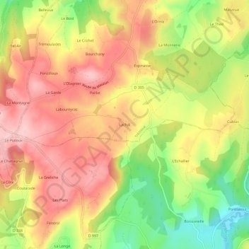 Lachal topographic map, elevation, terrain