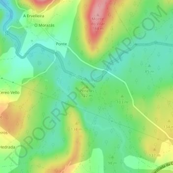 Penelas topographic map, elevation, terrain
