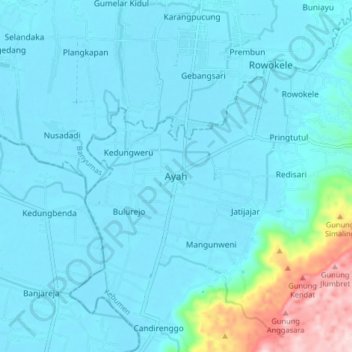 Ayah topographic map, elevation, terrain