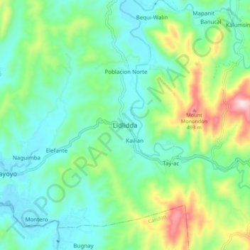 Lidlidda topographic map, elevation, terrain