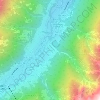 Kampl topographic map, elevation, terrain