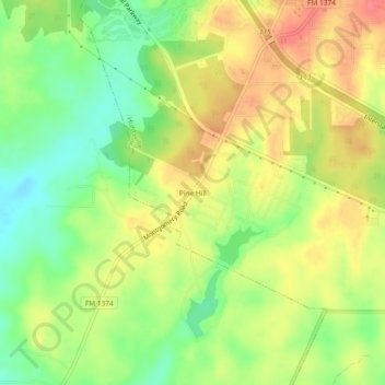 Pine Hill topographic map, elevation, terrain