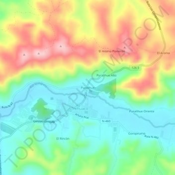 Puralihue topographic map, elevation, terrain
