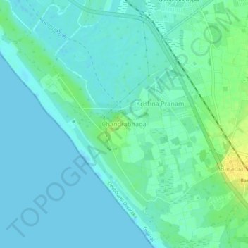 Chandrabhaga topographic map, elevation, terrain