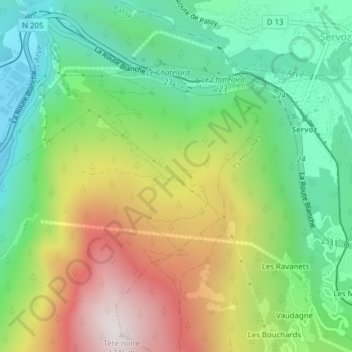 Montcoutant topographic map, elevation, terrain